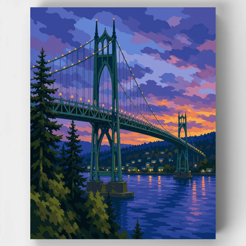 St. Johns Bridge Twilight - Paint by Numbers Kit