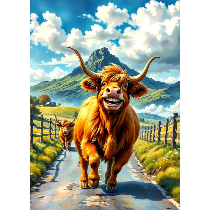 5D Diamond Painting – Lachendes Hochlandrind