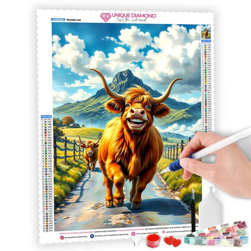 5D Diamond Painting – Lachendes Hochlandrind