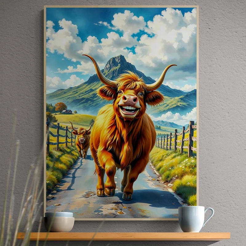 5D Diamond Painting – Lachendes Hochlandrind