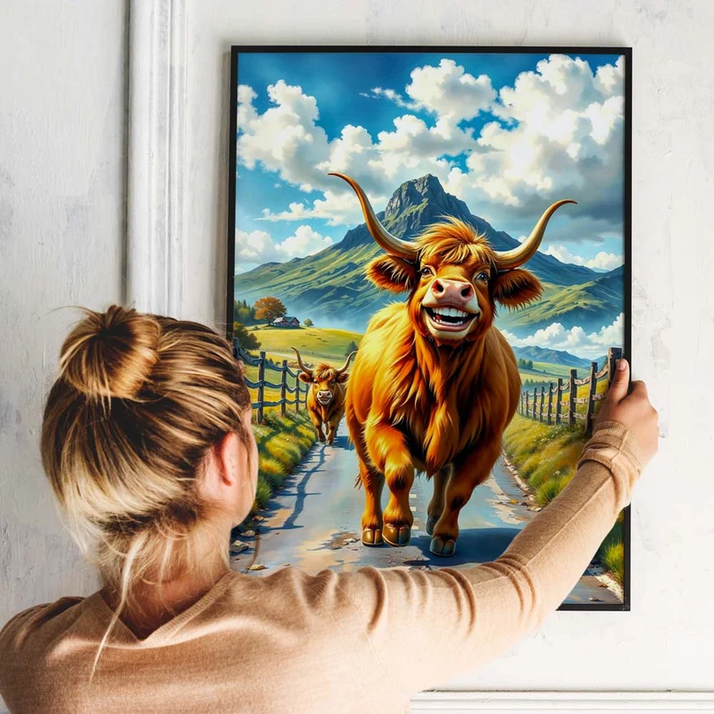 5D Diamond Painting – Lachendes Hochlandrind