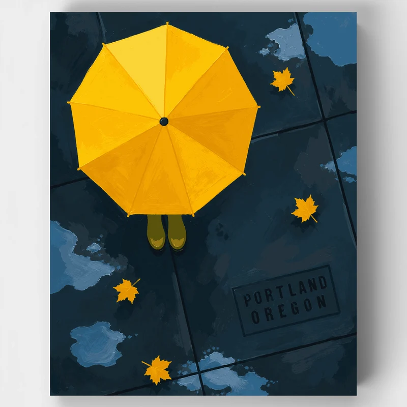 Yellow Umbrella Overhead - Paint by Numbers Kit