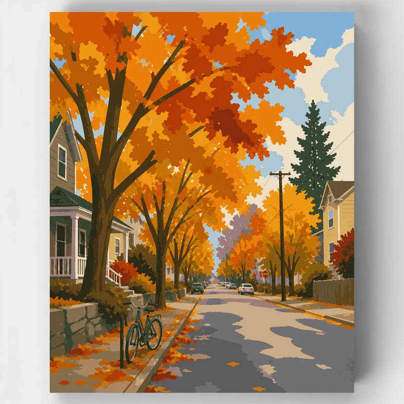 Portland Autumn Street - Paint by Numbers Kit