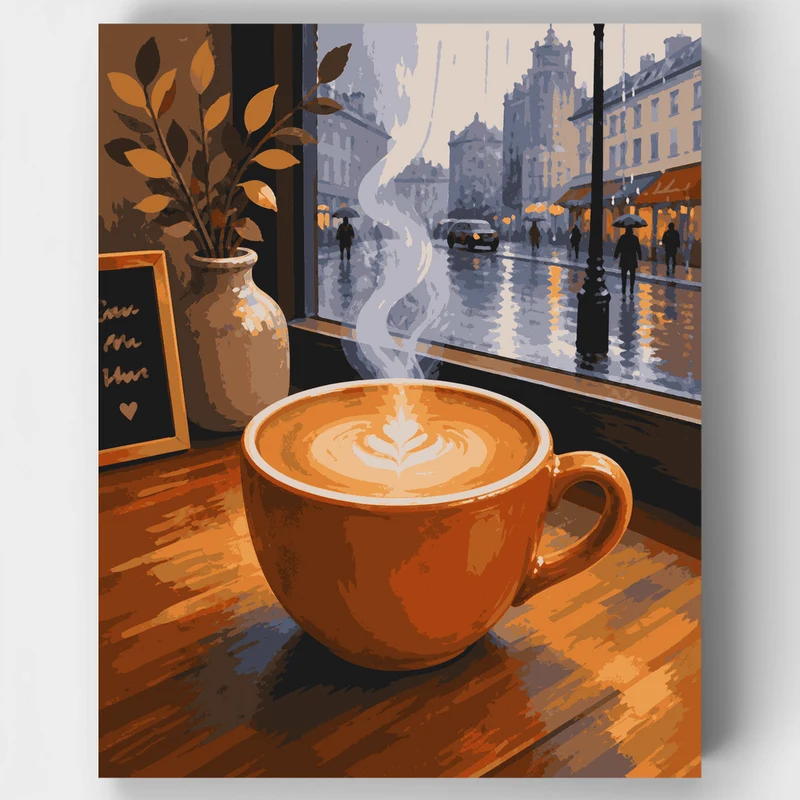 Rainy Window Latte - Paint by Numbers Kit