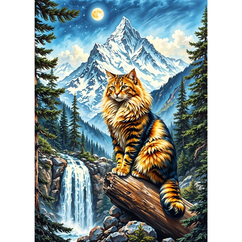 5D Diamond Painting – Majestätische Bergkatze