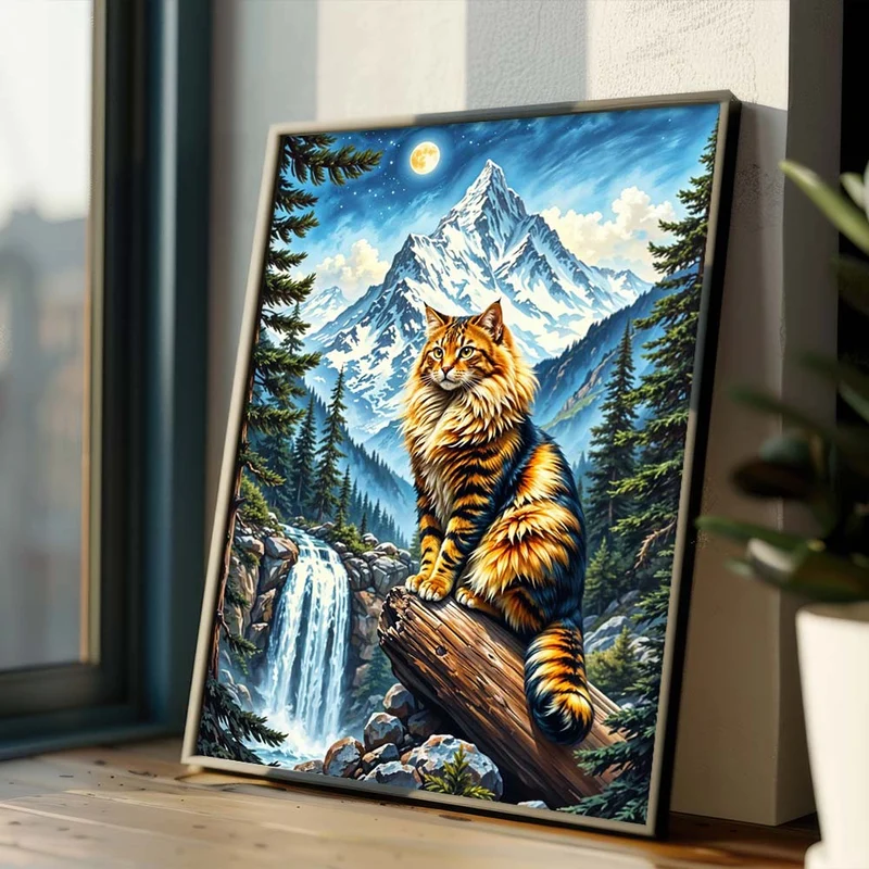 5D Diamond Painting – Majestätische Bergkatze