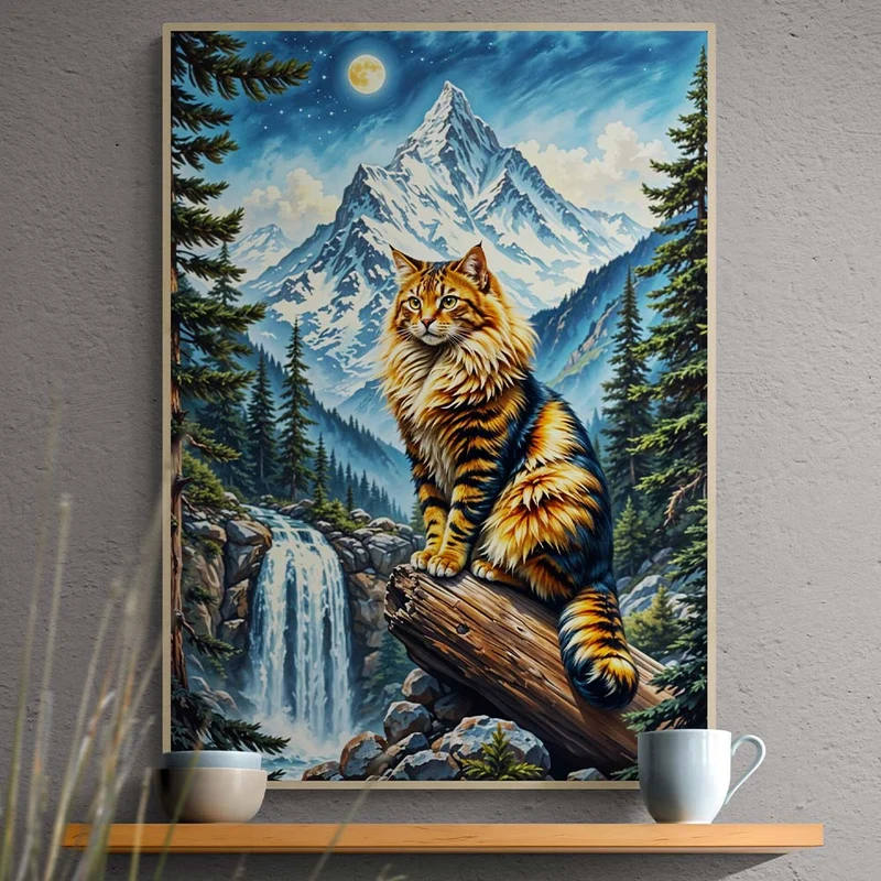5D Diamond Painting – Majestätische Bergkatze