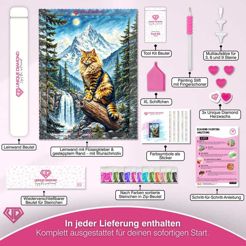 5D Diamond Painting – Majestätische Bergkatze