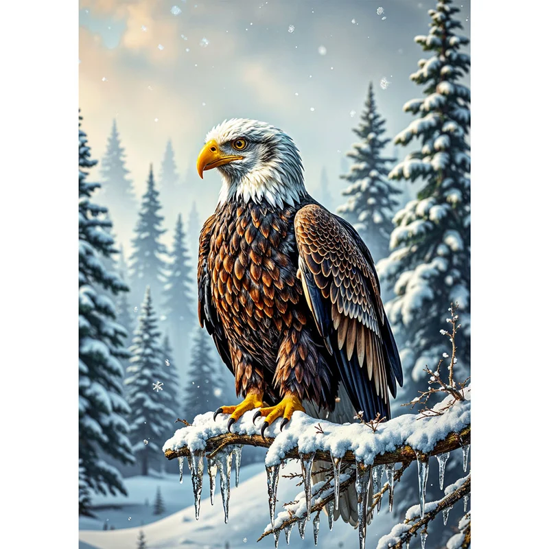 5D Diamond Painting – Erhabener Winteradler