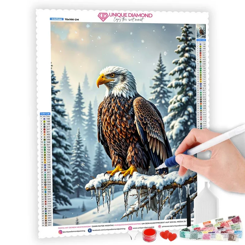 5D Diamond Painting – Erhabener Winteradler
