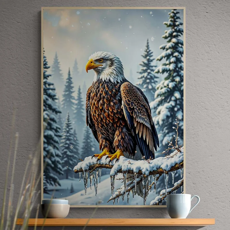5D Diamond Painting – Erhabener Winteradler