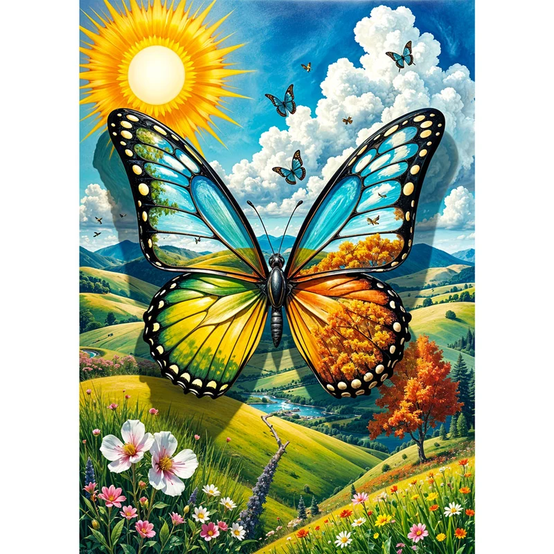 5D Diamond Painting – Schmetterlingszauber der Jahreszeiten