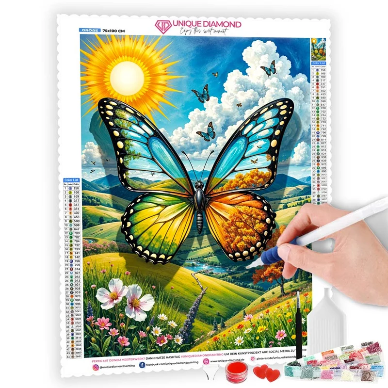 5D Diamond Painting – Schmetterlingszauber der Jahreszeiten