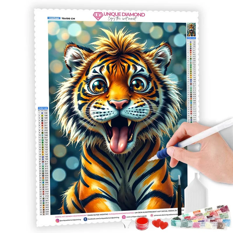 5D Diamond Painting – Taro, der fröhliche Tiger