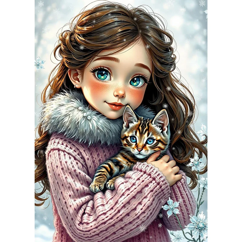 5D Diamond Painting – Emilia und ihr Kätzchen
