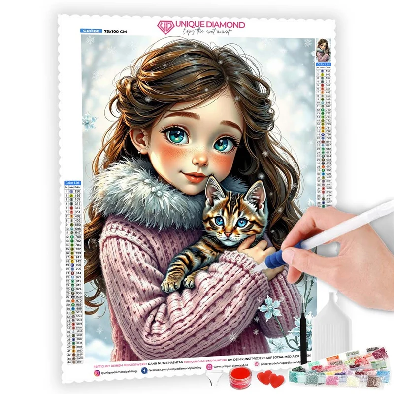 5D Diamond Painting – Emilia und ihr Kätzchen