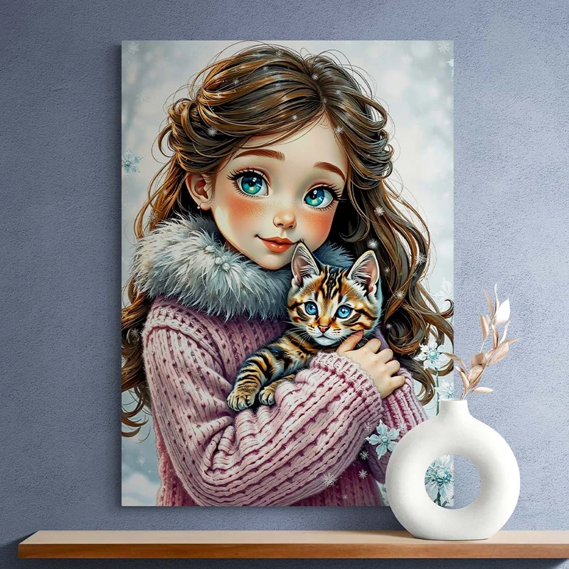 5D Diamond Painting – Emilia und ihr Kätzchen