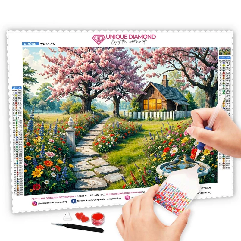 5D Diamond Painting – Blühender Garten mit Landhaus