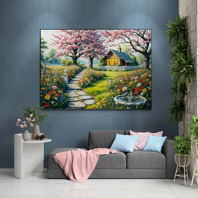 5D Diamond Painting – Blühender Garten mit Landhaus