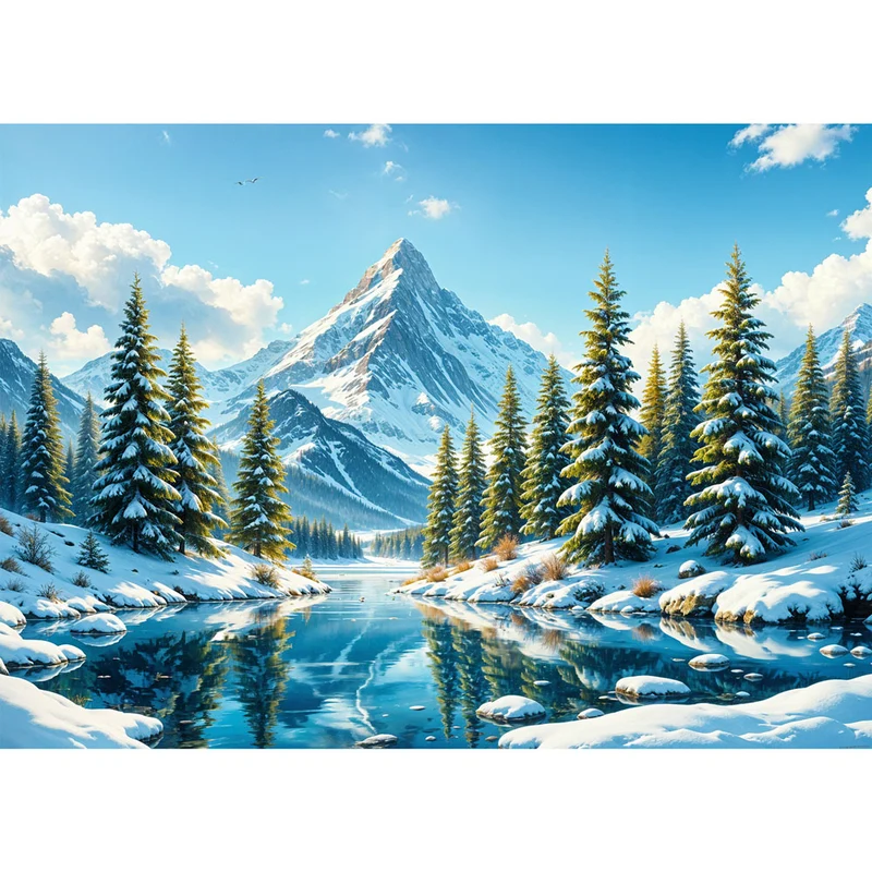 5D Diamond Painting – Winterzauber am Kristallsee