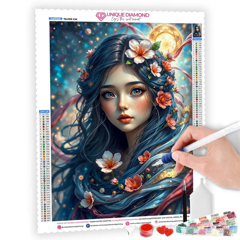 5D Diamond Painting – Lunara, Blütenzauber des Himmels