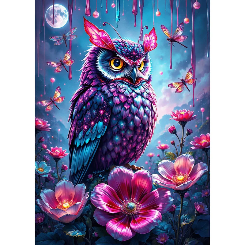 5D Diamond Painting – Leuchtende Nachteule