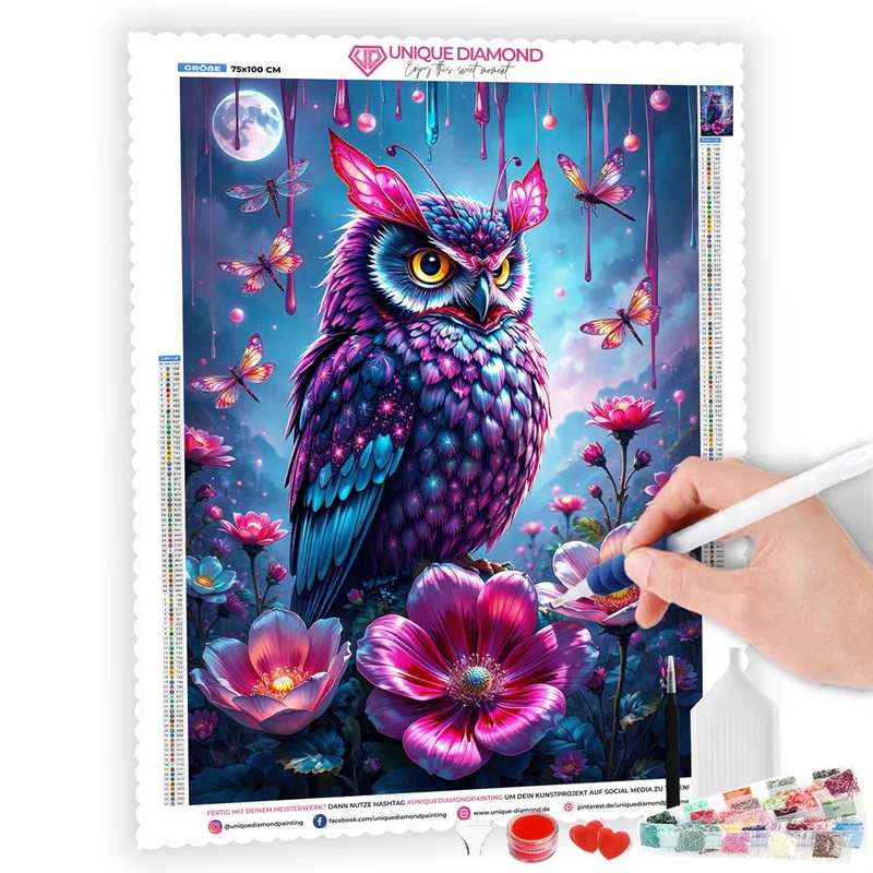 5D Diamond Painting – Leuchtende Nachteule