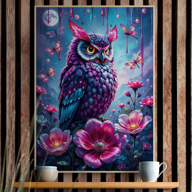 5D Diamond Painting – Leuchtende Nachteule