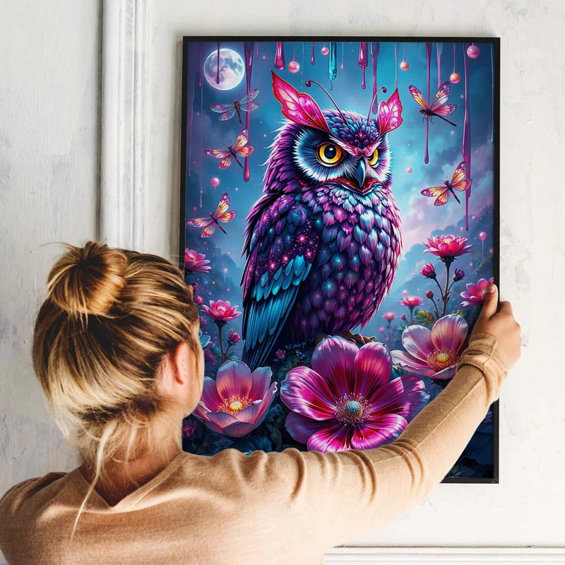 5D Diamond Painting – Leuchtende Nachteule