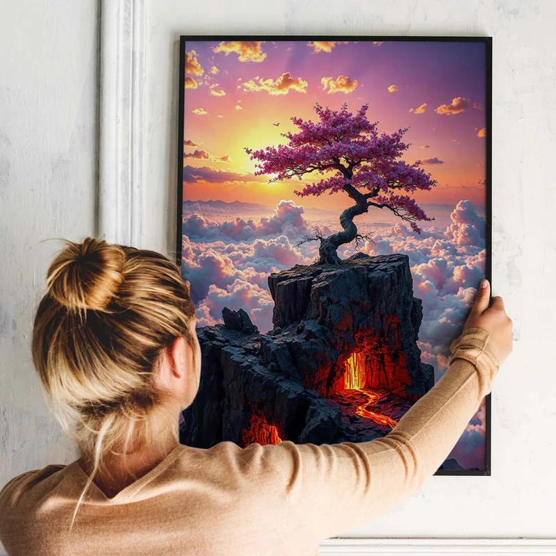 5D Diamond Painting – Kirschbaum über glühender Erde