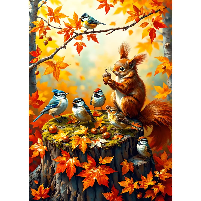 5D Diamond Painting – Herbstfreunde im Wald