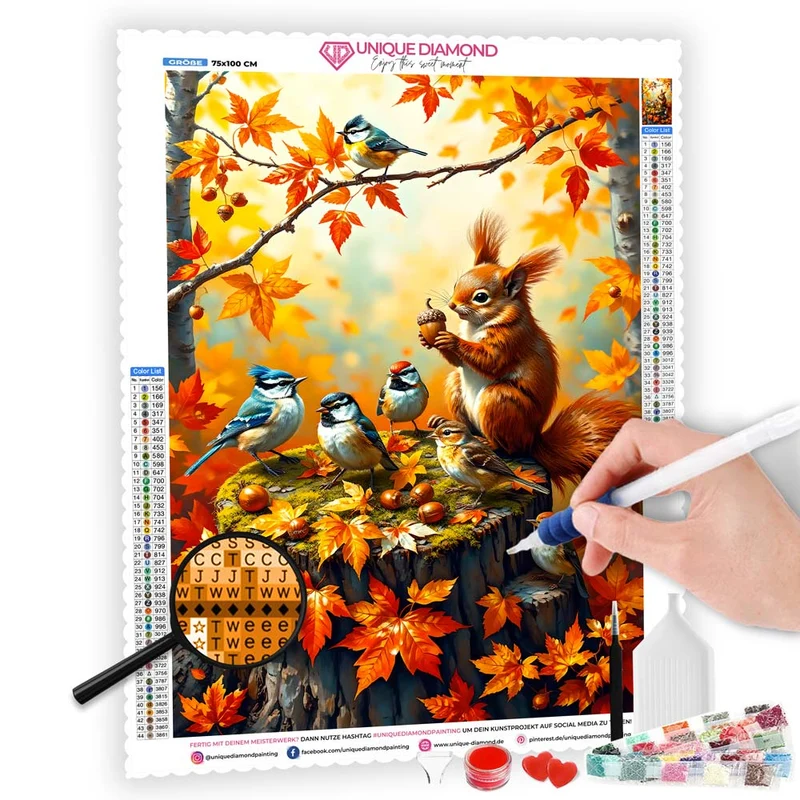 5D Diamond Painting – Herbstfreunde im Wald