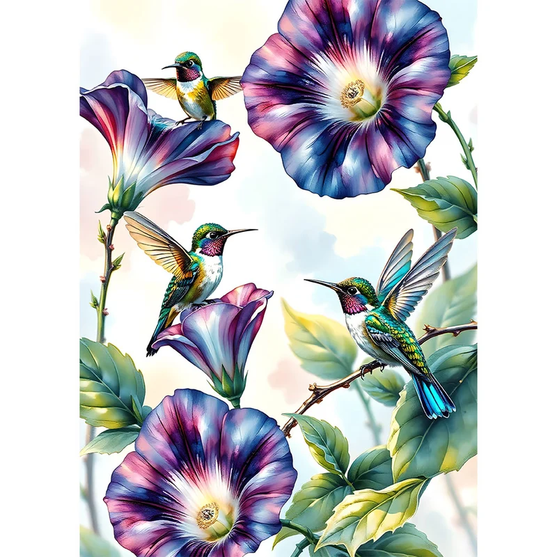 5D Diamond Painting – Kolibris und Blütenzauber