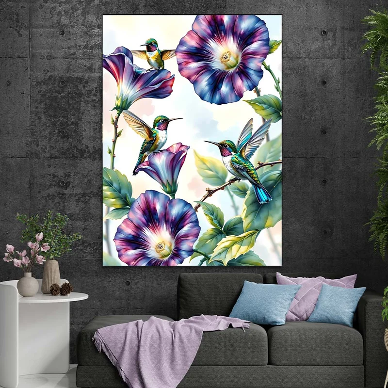 5D Diamond Painting – Kolibris und Blütenzauber