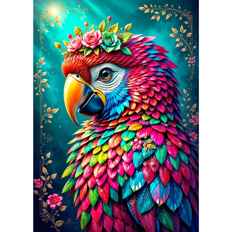5D Diamond Painting – Majestätischer Papagei Aurora
