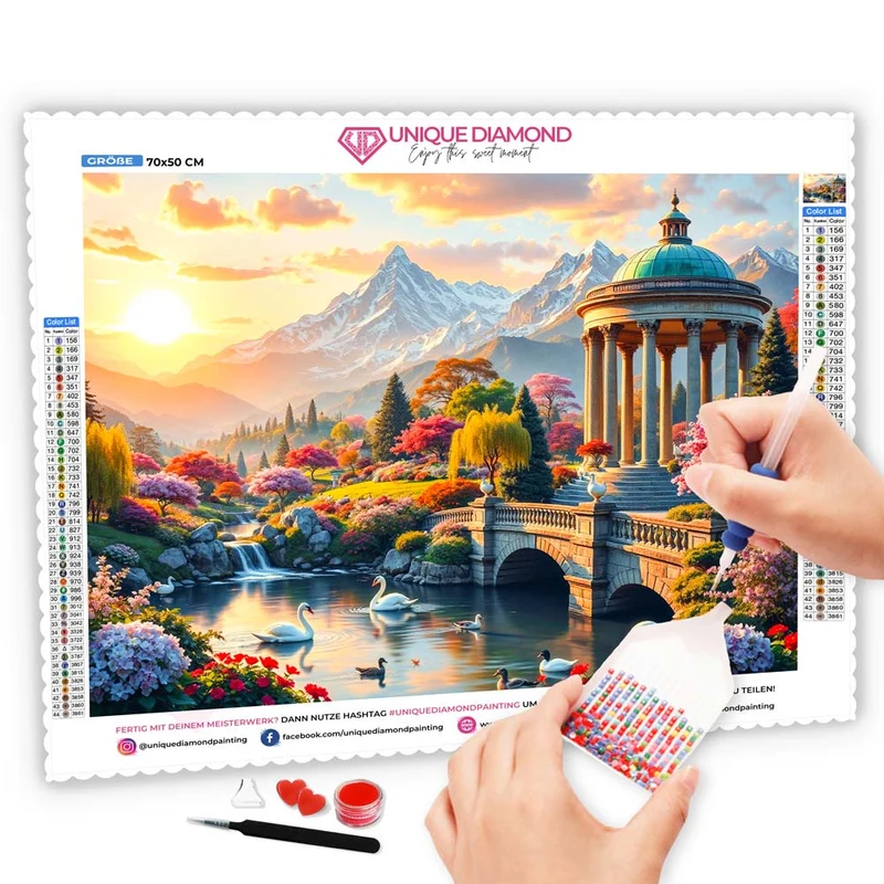 5D Diamond Painting – Romantischer Garten mit Pavillon