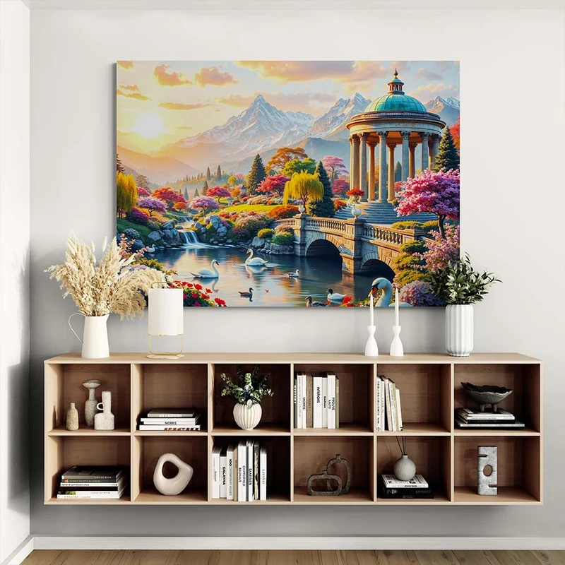 5D Diamond Painting – Romantischer Garten mit Pavillon
