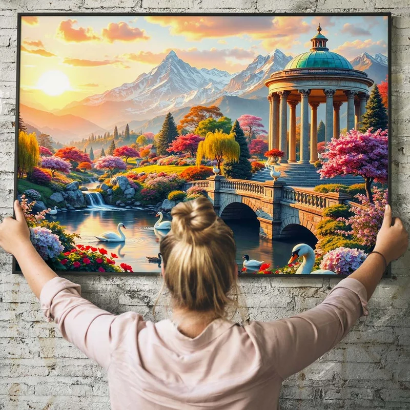 5D Diamond Painting – Romantischer Garten mit Pavillon