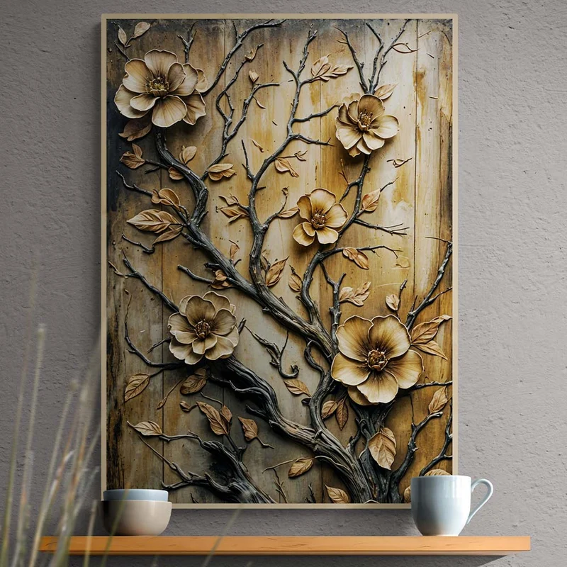 5D Diamond Painting – Goldene Blütenpracht