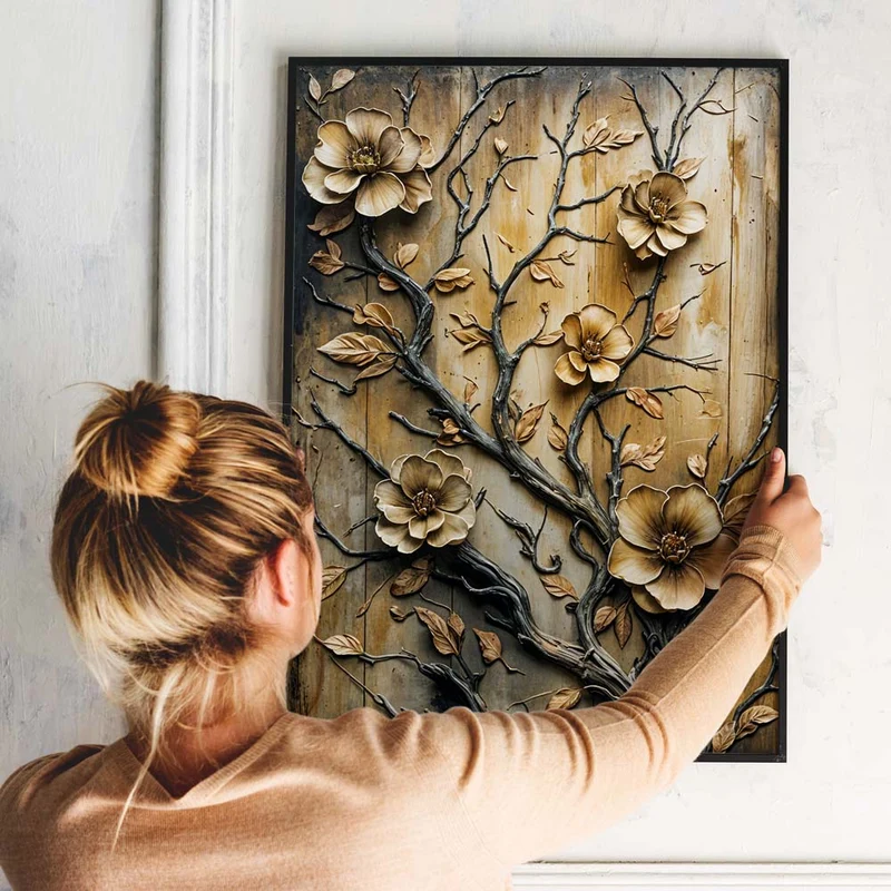 5D Diamond Painting – Goldene Blütenpracht