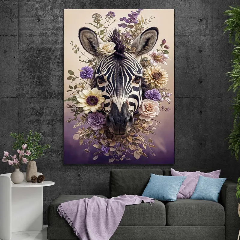 5D Diamond Painting – Zaira, das elegante Blumen-Zebra