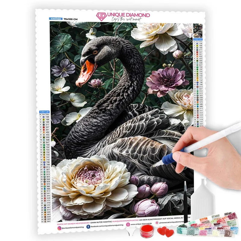 5D Diamond Painting – Eleganz des Schwarzen Schwans