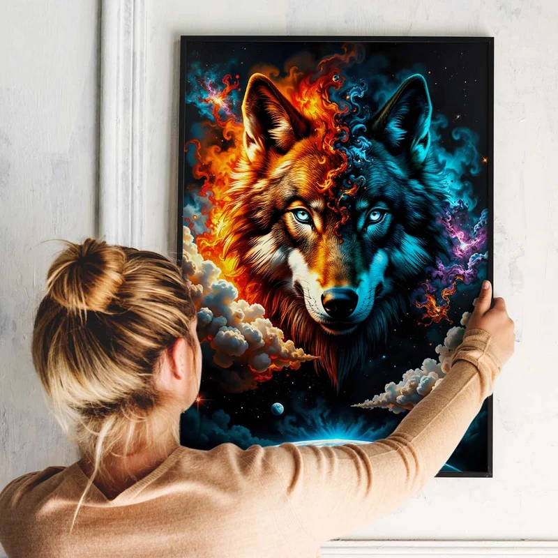 5D Diamond Painting – Feuer und Eis Wolf