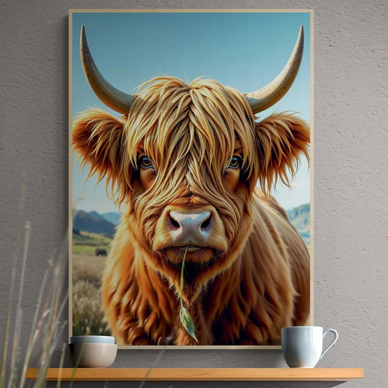 5D Diamond Painting – Hochlandrind im Sonnenlicht