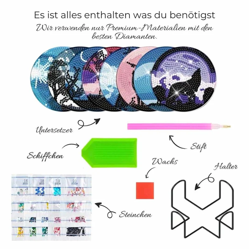 5D Diamond Painting Untersetzer Wölfe