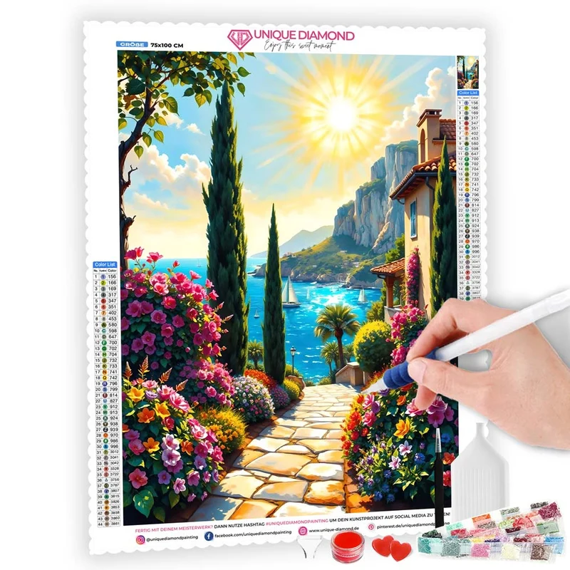 5D Diamond Painting – Mediterraner Gartenweg