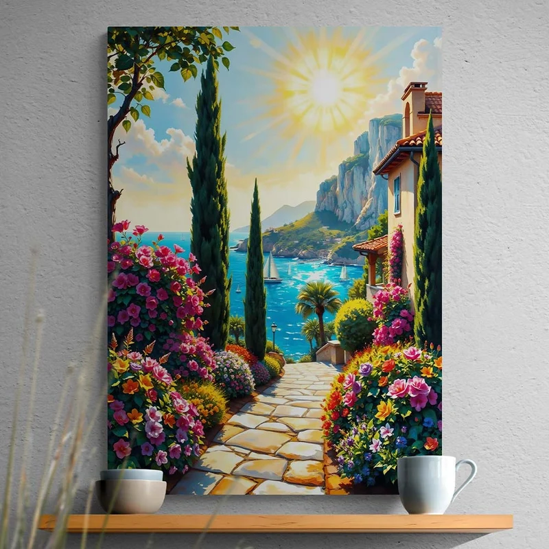 5D Diamond Painting – Mediterraner Gartenweg