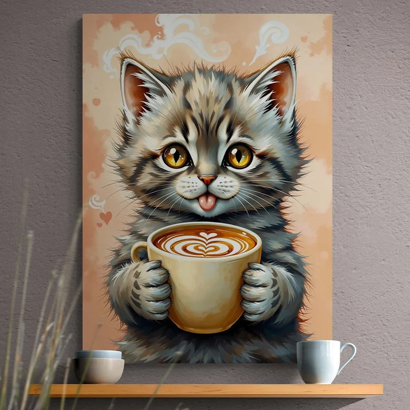 5D Diamond Painting – Bella, das Kaffeekätzchen