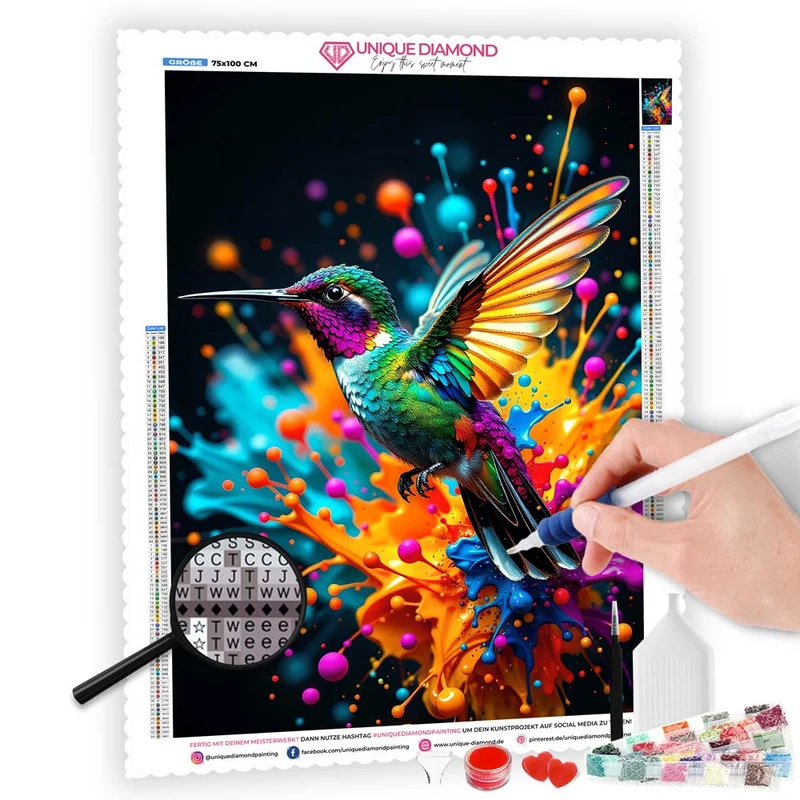 5D Diamond Painting – Farbenspiel des Kolibris