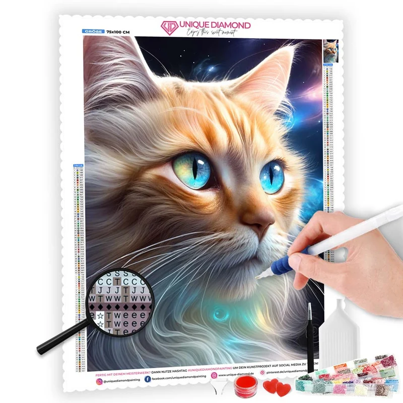 5D Diamond Painting – Lunas galaktischer Blick